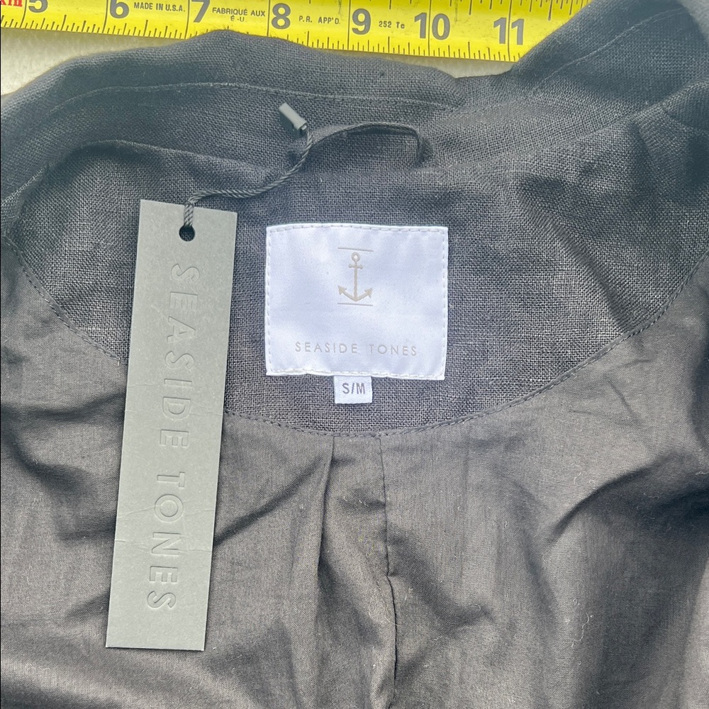 Seaside Tones Black Linen Blazer